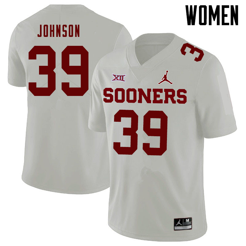 Jordan Brand Women #39 Stephen Johnson Oklahoma Sooners College Football Jerseys Sale-White - Click Image to Close